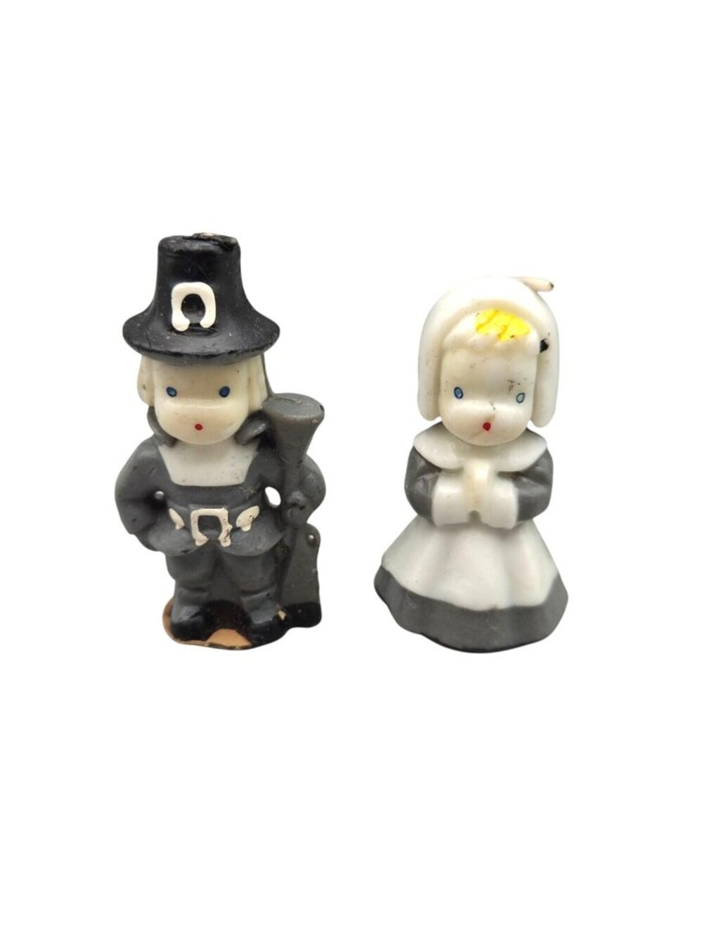 Vintage Gurley Pilgrim Figure Candles Thanksgiving Decor Set Of 2